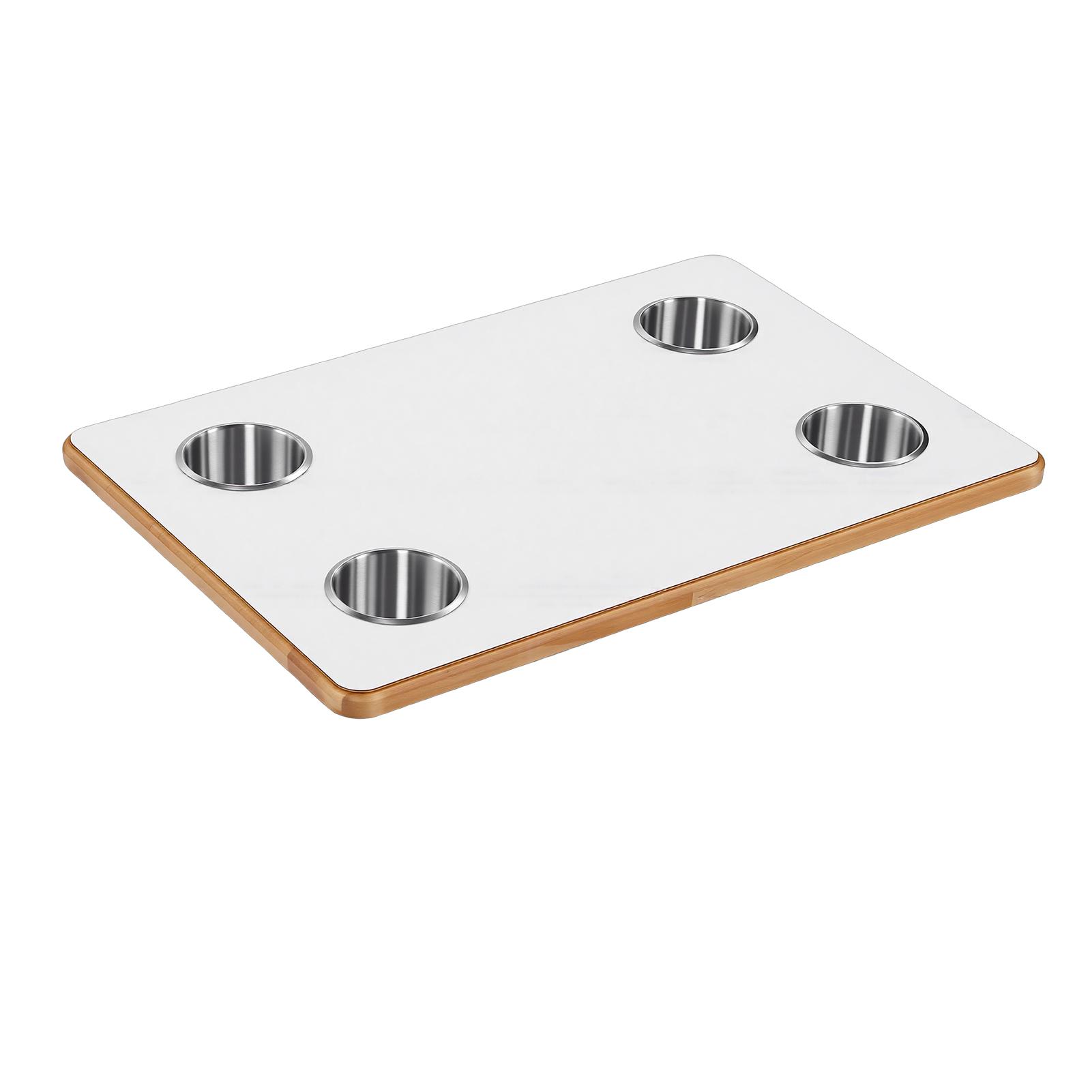 

RV Table Top 23.62x15.75in Rectangular Marine Boat Desktop Panel with 4 Cup Holders for Trailer Motorhome Yacht Deck