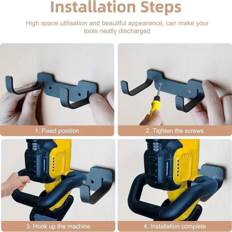 

1 Set Wall Mount Space Saving Power Tool Hanger For Grass Trimmer Hedge Garden Tools Garage Organizer Trimmer Rack one size