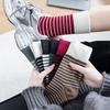 Red Socks, Women's Pile Socks, Autumn and Winter Trendy Long Socks, Retro Striped College Style Thigh-high Socks