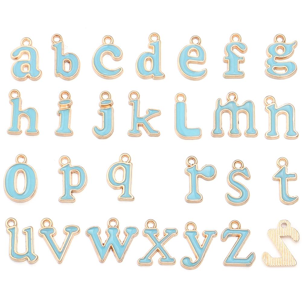 26pcs/lot Alloy Drip Oil Pendant Colorful A-Z English Letter Charm Pendant For DIY Handmade Earrings Necklace Gift Accessories