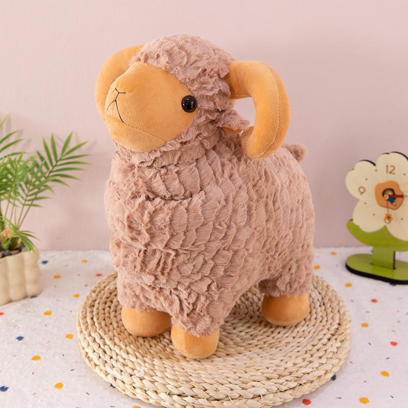 

Animal Plush Toy Sheep Soft Faux Fur Pillow For Kids And Teens Brown,30cm