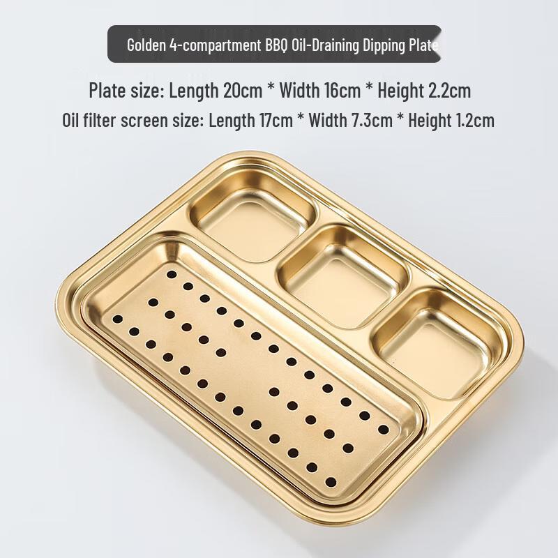 Jundingying Stainless Steel 4-Compartment Condiment Plate