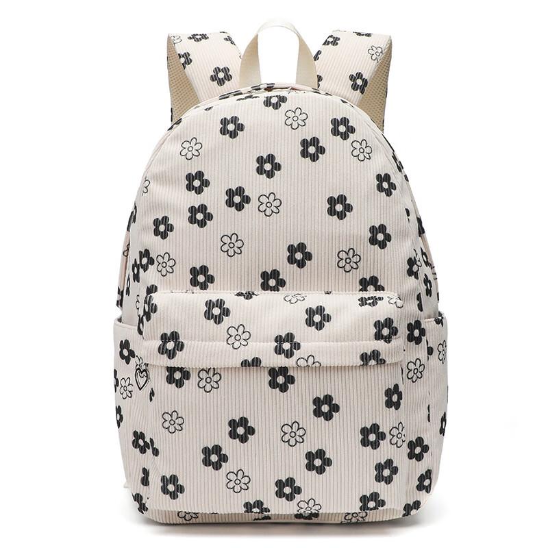 Li Shen Corduroy Floral Student Backpack