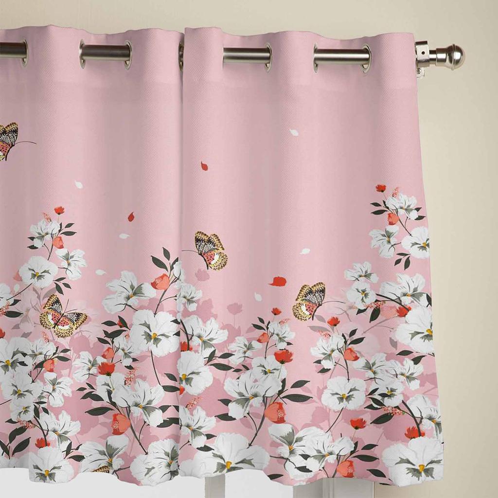 Różowa Roślina Kwiatowa Motyl Nowe Zasłony Okienne do Salonu Kuchni Dekoracja Wewnętrzna Dekoracja Okienna Lambrekiny Zasłona