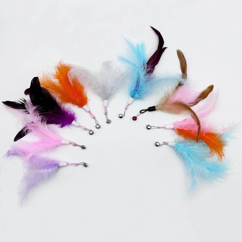 Cat Toys Cat Teaser SticksFeather BellsReplacement Heads Pet Plush ToysCat Teasing Gadgets and Pet Toys for Relieving Boredom