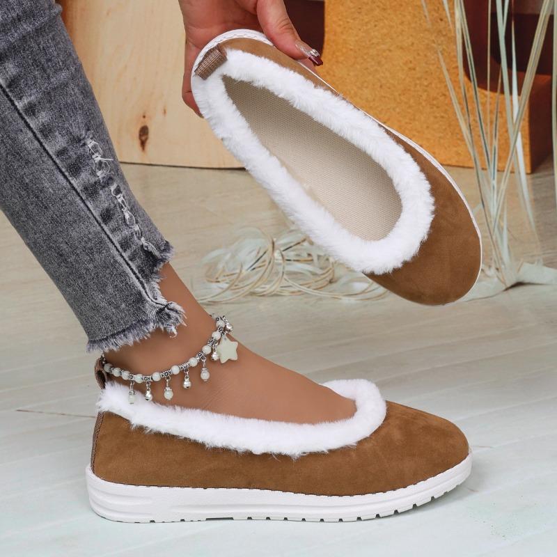 Foreign trade low-top round head velvet single shoes women's cross-border large-size car front line warm round head shallow mouth warm cotton shoes