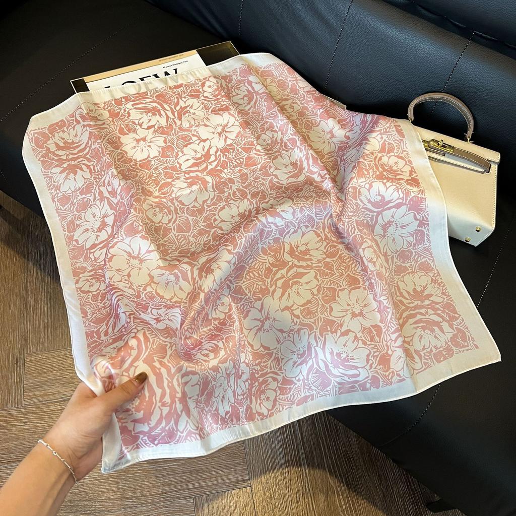 Elegant Nordic Style All Seasons Scarf Faux Silk Large Square Shawl Simple Chic Decorative Wrap For Teens