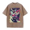 JoJo's Bizarre Adventure Jotaro Kujo Graphic T Shirt Men Women Washed Cotton Tshirts Vintage Casual Clothing Anime Streetwear