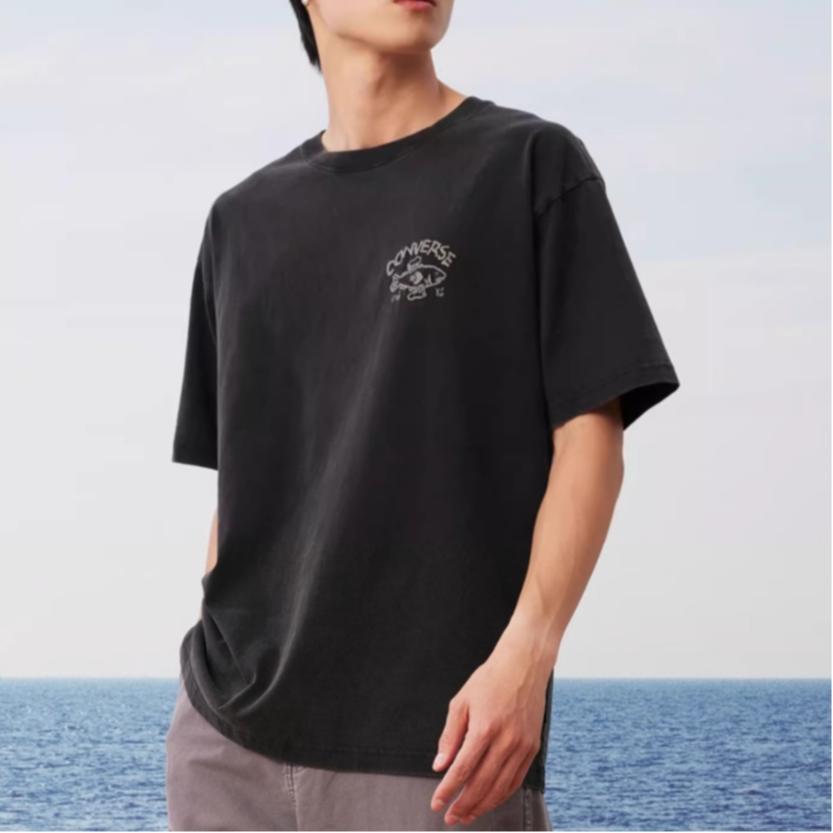 New Converse T Shirts Unisex Black 10028727-A02