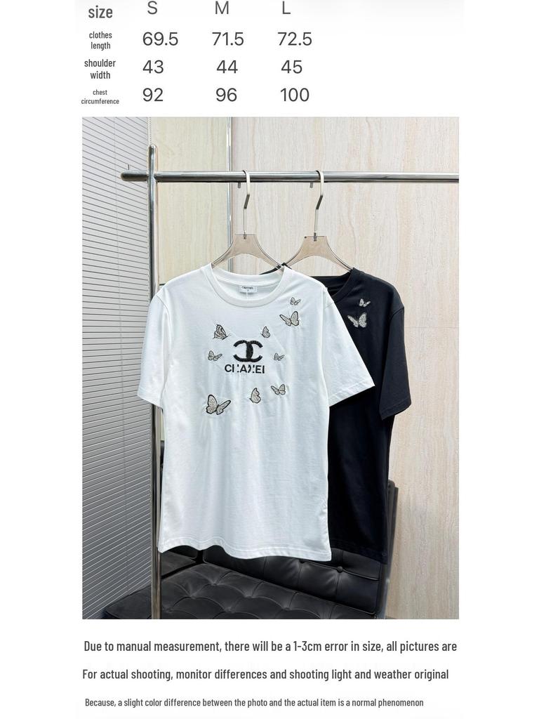 2026 Koreanisches Lässiges Luxus-T-Shirt mit Stickerei, kurzärmelig
