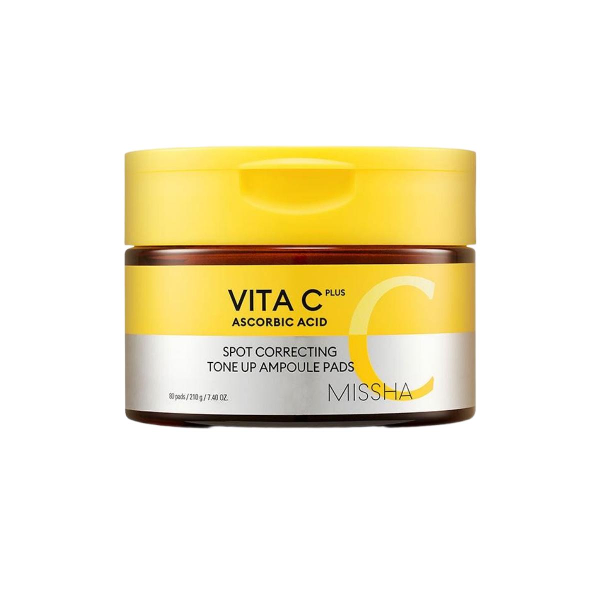 Missha Vita C Plus Brightening & Tone-Up Ampoule Pad Skin Smoothing Glow 80 Pads (210g)