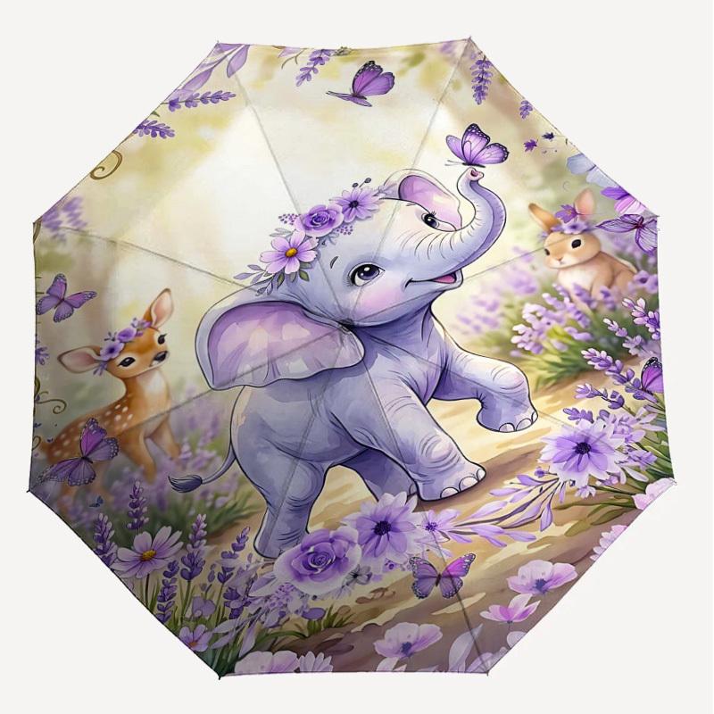 1PC Elephant Umbrella-8-Rib Reinforced, Automatic Open, Lightweight & Durable, Fashion Accessory for Outdoor, H0344
