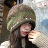 Fair Isle Style Pullover Hat Windproof Beanies Hat Comfortable Jacquard Knitted Hat  For Women
