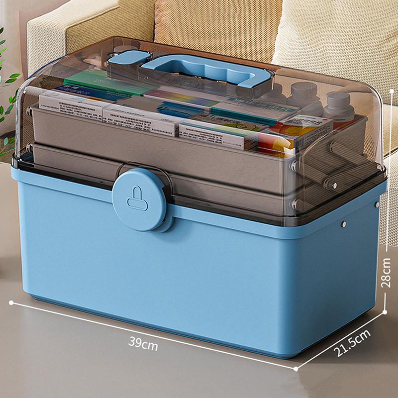 

Органайзер для семейной медицины большой вместимости, контейнер для хранения таблеток, портативная аптечка первой помощи, семейный контейнер для экстренной аптечки, футляр для таблеток XL небесно-голубой