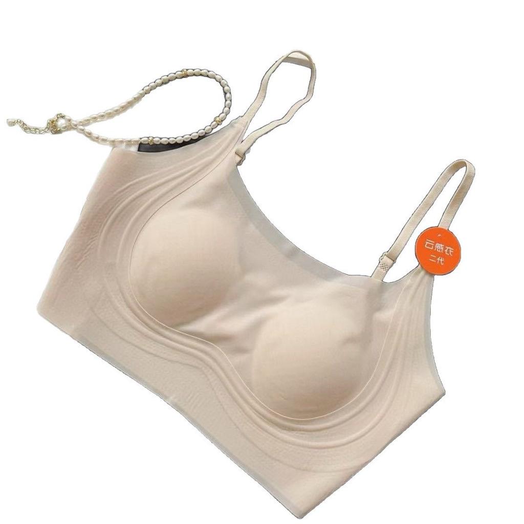 No steel rim thin tube top underwear women's seamless beautiful back big chest small anti-light vest bra