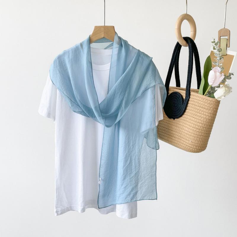 Solid Color Scarf Long Strips for Women Spring and Summer Color European and American Thin Scarf Neck Scarf Hair Strap Hair Strap
