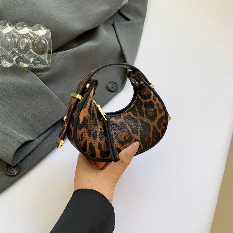 

LEFTSIDE Мини Леопардовая искусственная кожа сумки через плечо для женщин 2024 Y2K тренд женская корейская мода женская сумка через плечо женские сумки Mini(Max Length<20cm) коричневый