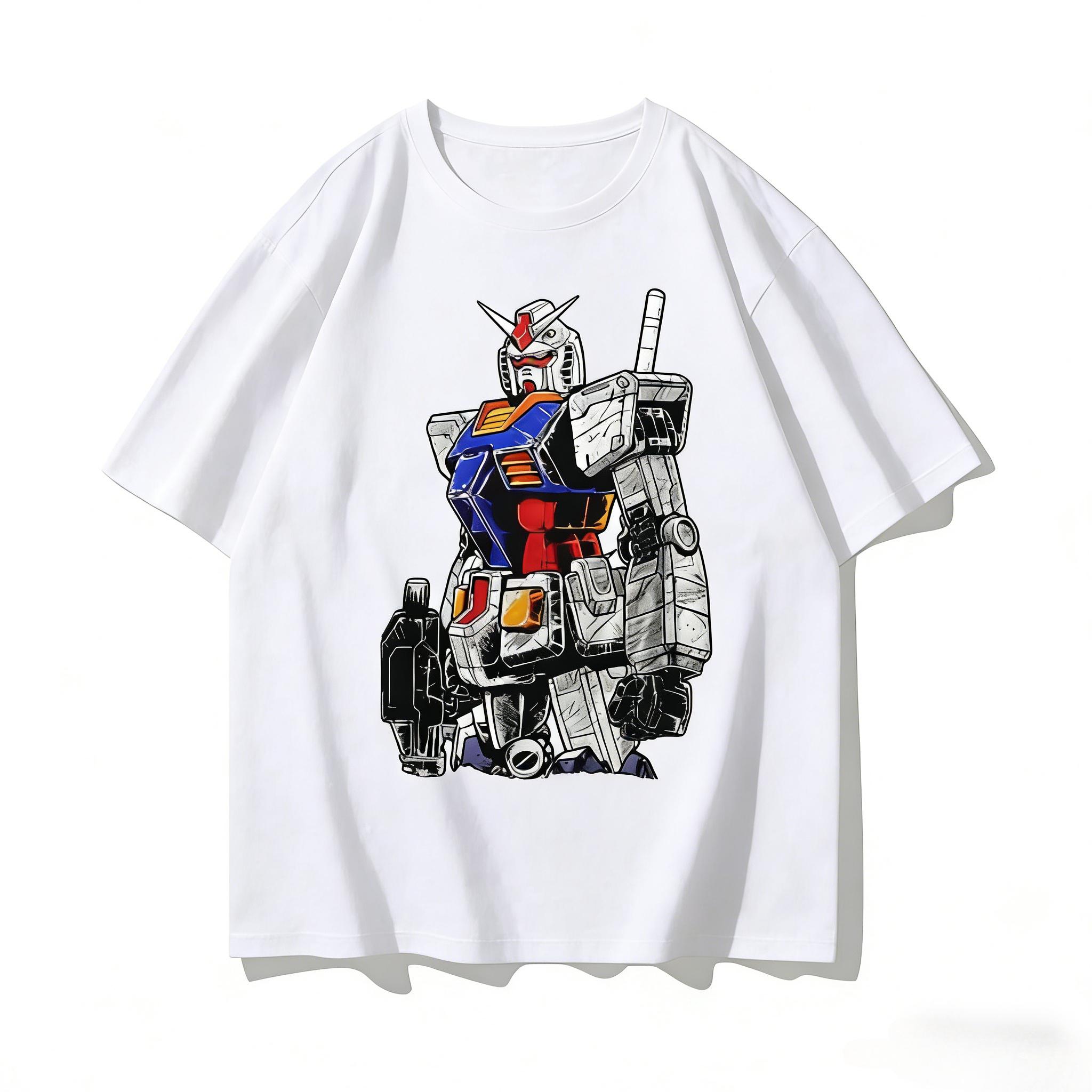 

Аниме Gundam 2026 Лето Новая футболка 100% хлопок изысканный узор унисекс свободная Y2K короткие рукава премиум Харадзюку Y2K рубашка S