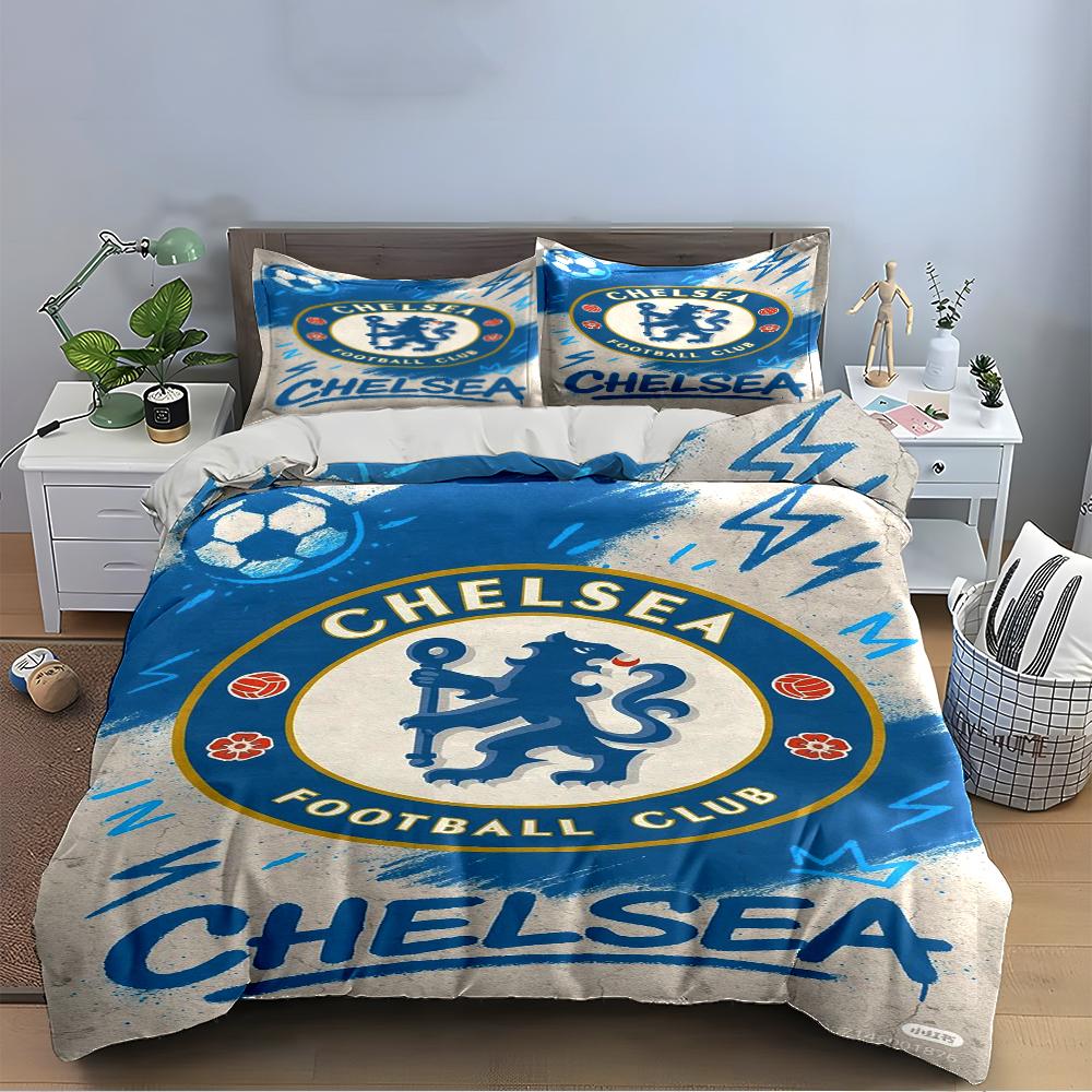 Chelsea Football Club Bedding Set Bedding Set (1 Duvet Cover, 2 Pillowcases, Duvet Not Included)