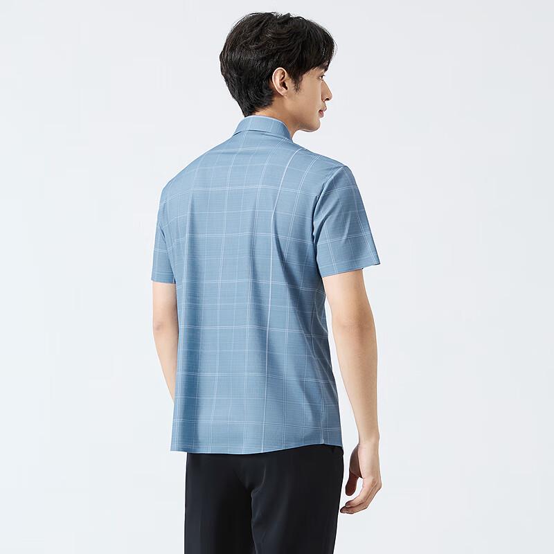 Qipai Men s Seamless Cooling Plaid Short-Sleeve Shirt 3XL