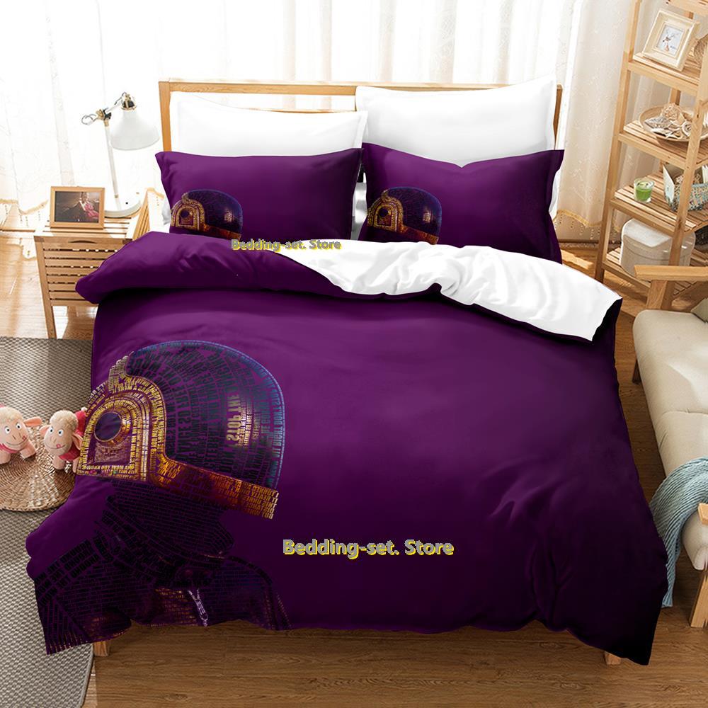 New Hip Hop Daft Punk Bedding Set Cartoon Anime Three-piece Set Adult Kid Bedroom Duvetcover Sets 3D Kawaii Roupa De Cama Casal