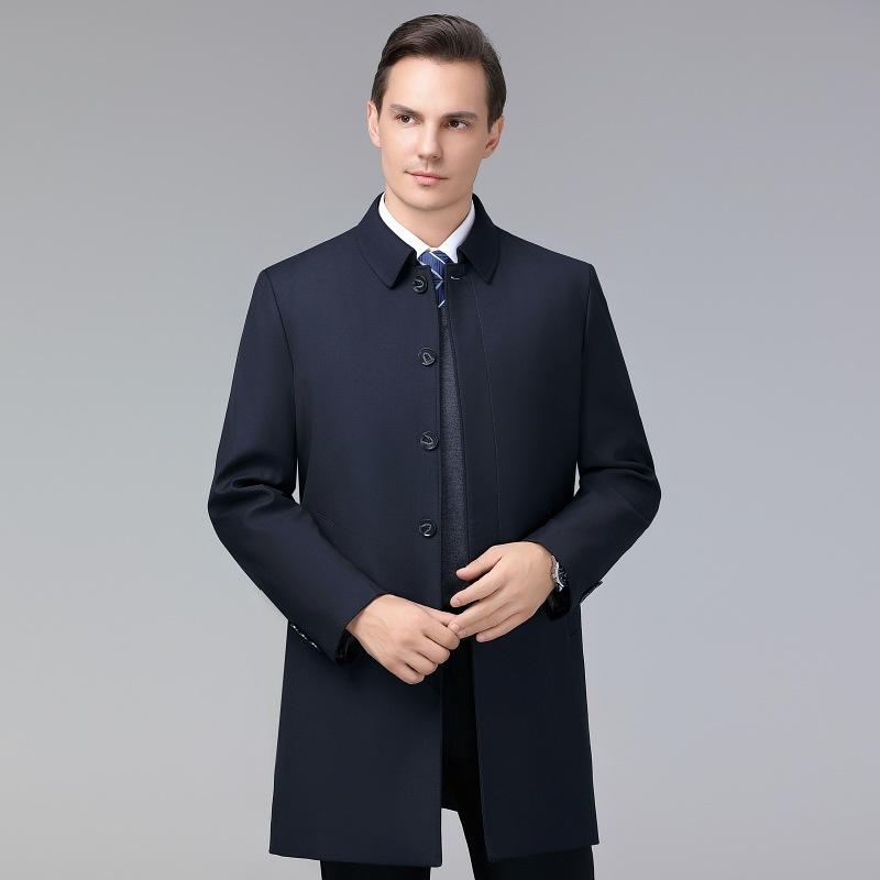 Cashmere coat men's mid-length windbreaker down liner thickened middle-aged dad men's woolen coat