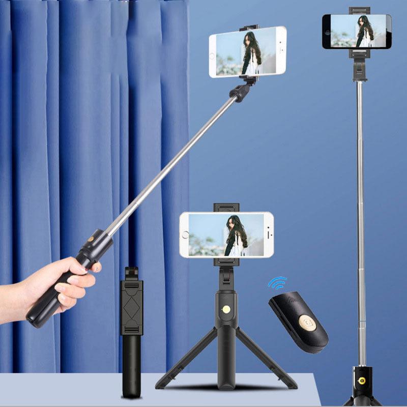 Wireless Selfie Stick Tripods Stand Foldable Monopod With Bluetooth Remote Control For Smart Phone Balance Steady Shooting Live