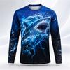 Whale Shark Ocean Pattern Men Long Sleeve Crew Neck T Shirt 3d Print Animal Graphic Top Casual Tee For Ocean Lovers Daily Street