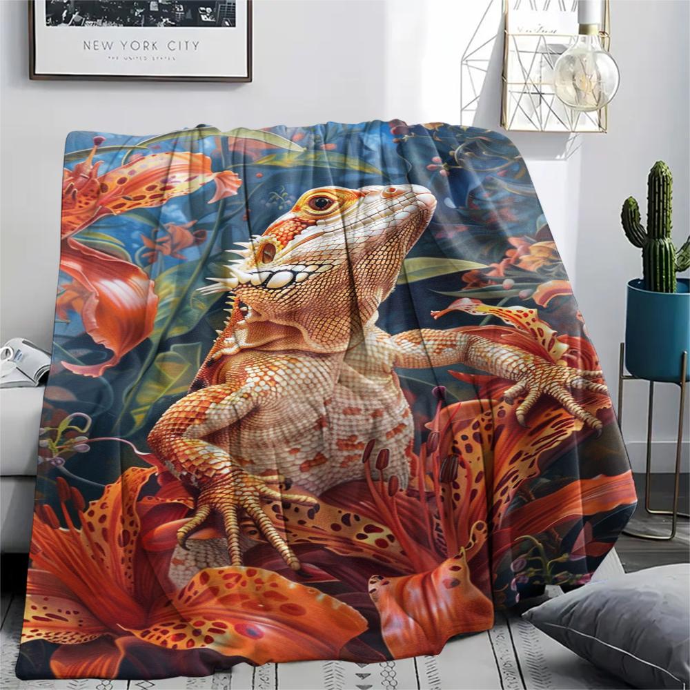 1 pièce Couverture en Flanelle Imprimée Dessin Animé, Haute Qualité Confortable pour Toutes les Saisons, Décoration de Maison, Chaleur et Confort, Parfait pour un Cadeau de Noël ou d'Anniversaire