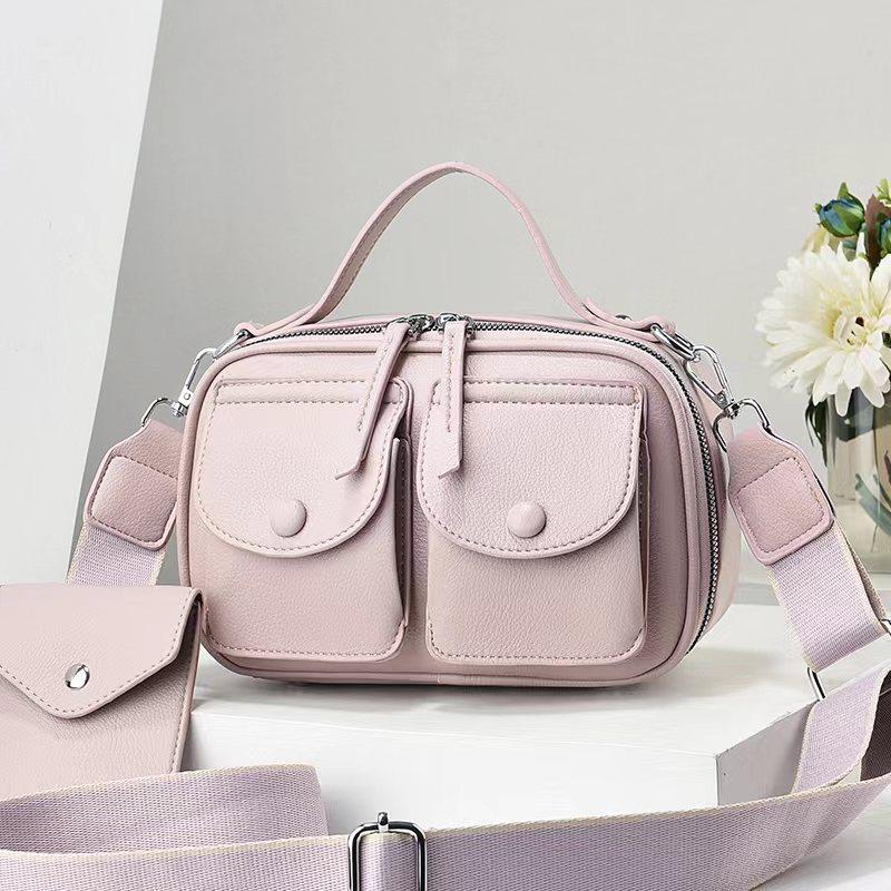 Women's bag bag versatile women's bag shoulder bag messenger bag texture locomotive bag multi-pocket bags portable