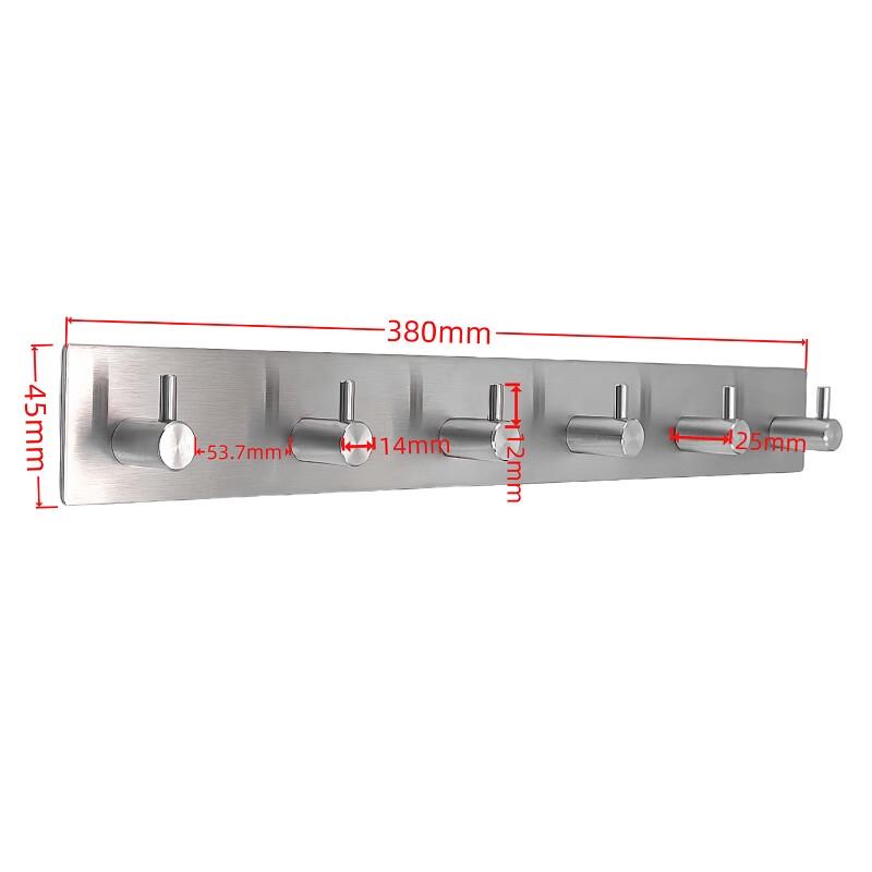 Punch-Free 304 Stainless Steel 6-Hook Wall Hanger