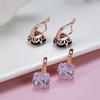 Rose Gold Geometric Cube Zircon Earrings