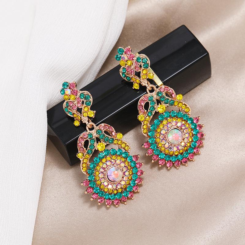 S925 silver needle niche baroque retro personalized crystal stud earrings women's fashion versatile long temperament earrings