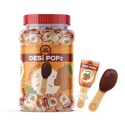 GO DESi Popz Imli Pop, Tamarind & Jaggery Candy, 100 Pieces, Tangy Imli, Imli Candy