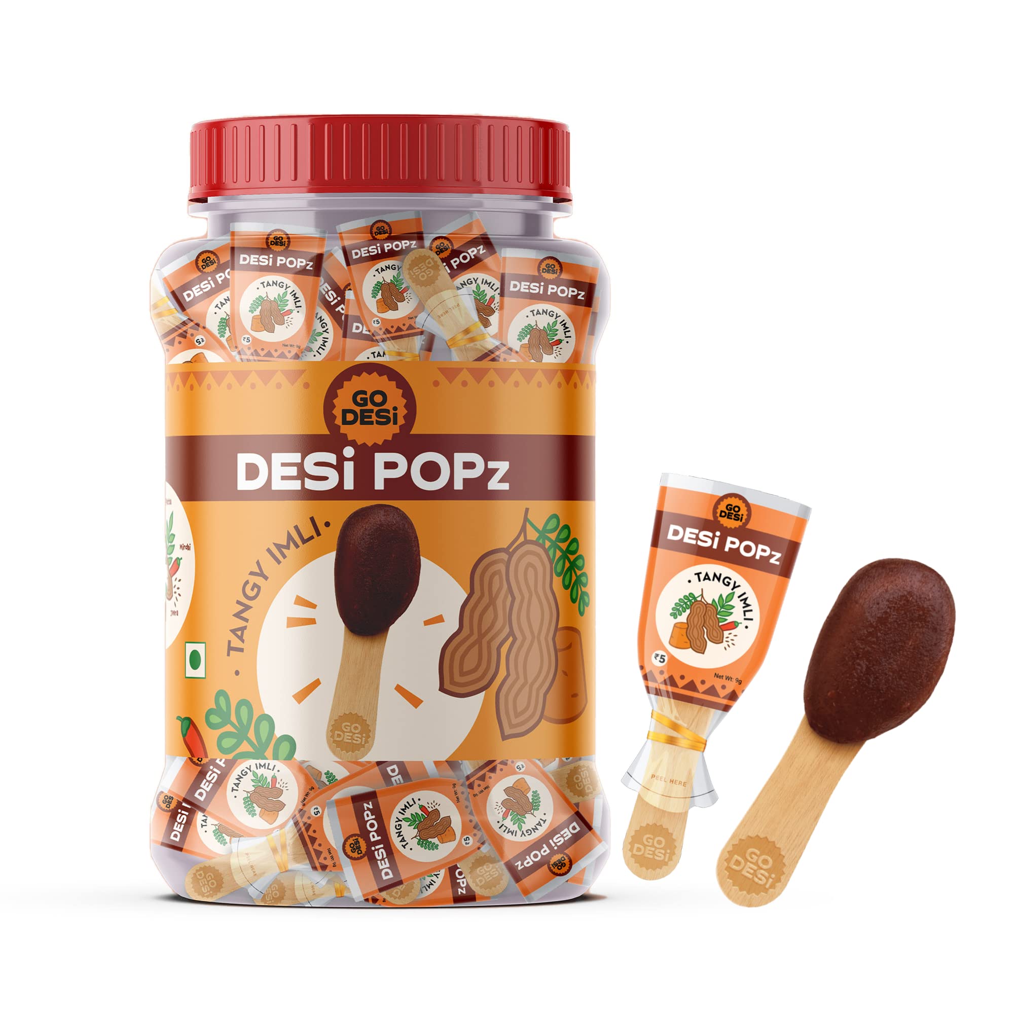 

GO DESi Popz Imli Pop, Tamarind & Jaggery Candy, 100 Pieces, Tangy Imli, Imli Candy