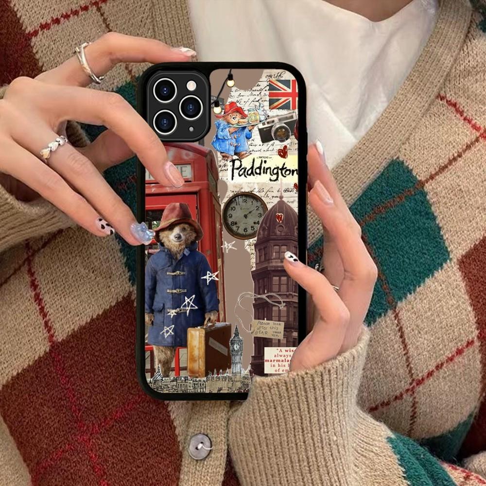 Cute P-Paddington Bear Phone Case Silicone PC+TPU For For IPhone 11 12 13 14 15 16 Plus Pro Max Cover