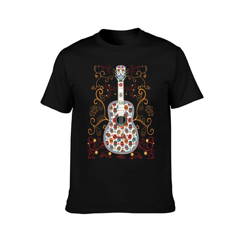 Sugar Skull Guitar Art Design Beautiful colorful guitar with sugar skulls pattern design TShirt