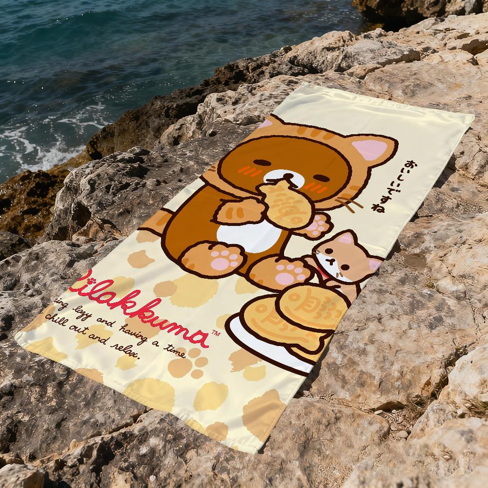 Anime Cute Cartoon R-rilakkuma-a Towel Large Quick-Drying Microfiber Soft Beach Towel for Travel Fitness Sauna Bathing Camping
