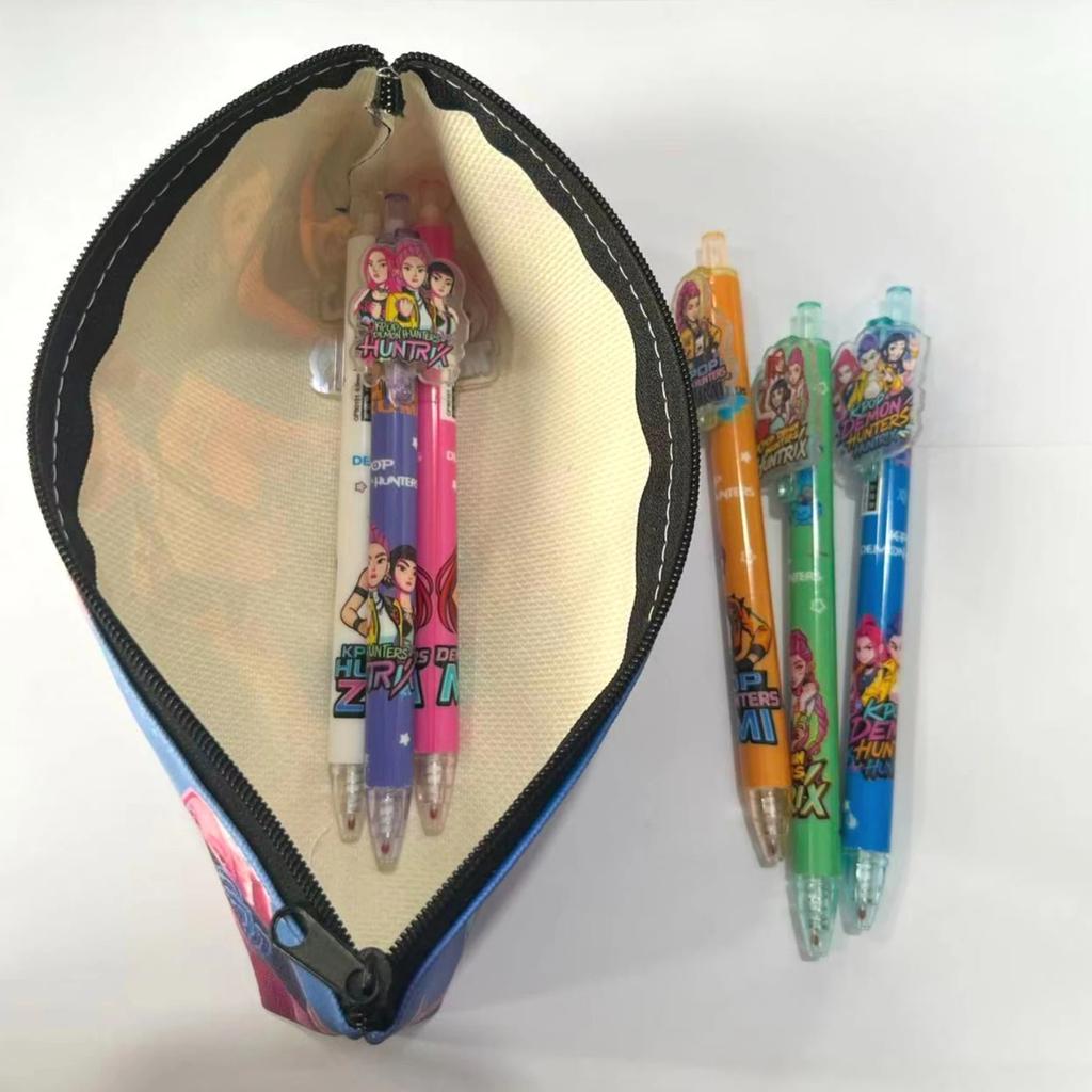Cute Anime Girls Zipper Pencil Case Large Capacity Stationery Organizer for Students K-POP Fans