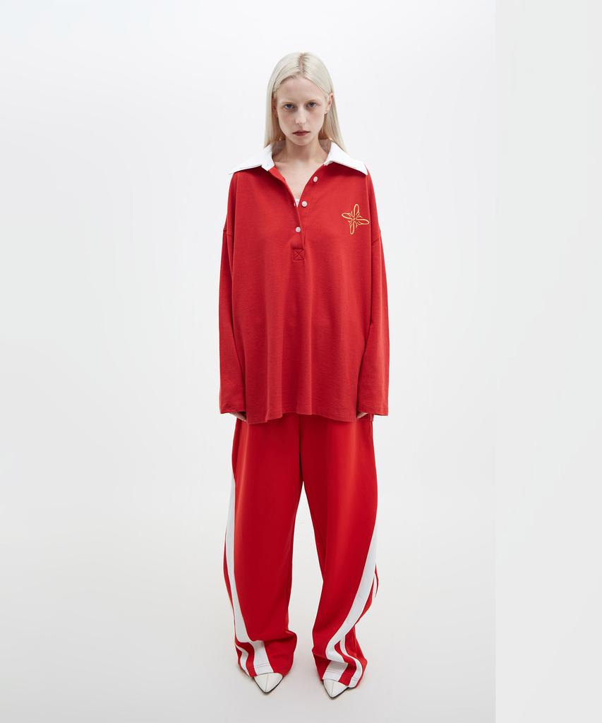 SEOUU Two-Color Pique T-Shirt (Red)