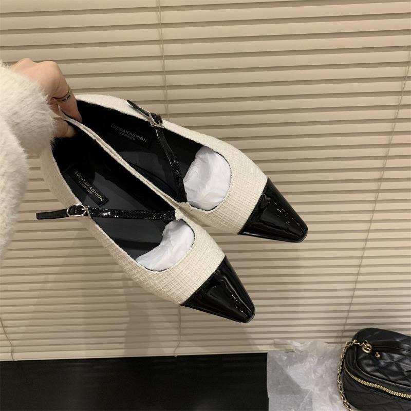 fashion 2024 Women's Shoes Brand Women's Mary Jane Spring and Autumn Pointed Toe Single Shoes Pumpkin Shoes