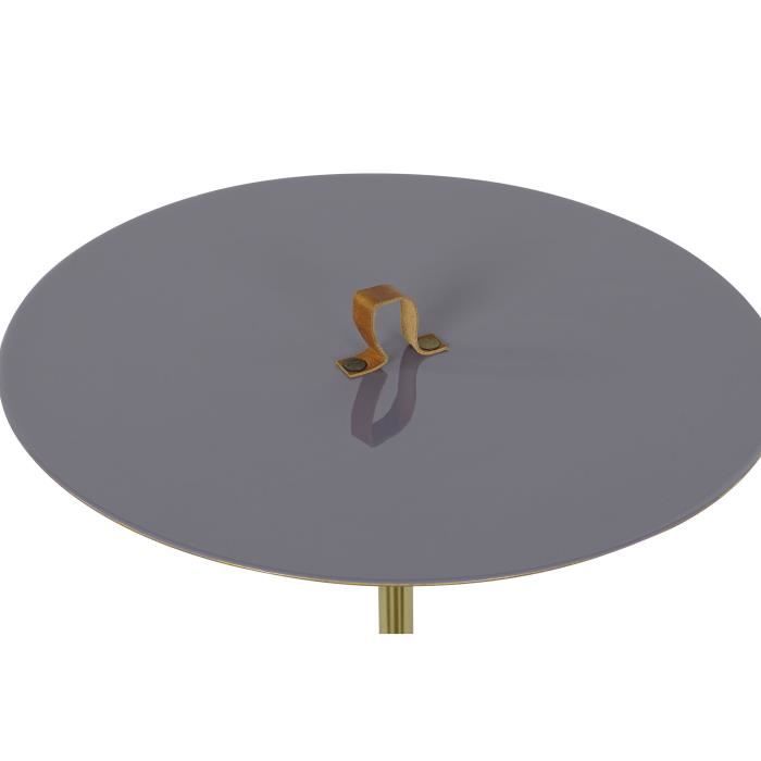 Table d'appoint en cuir et fer laqué - Blanc - 40 x 40 x 56 cm