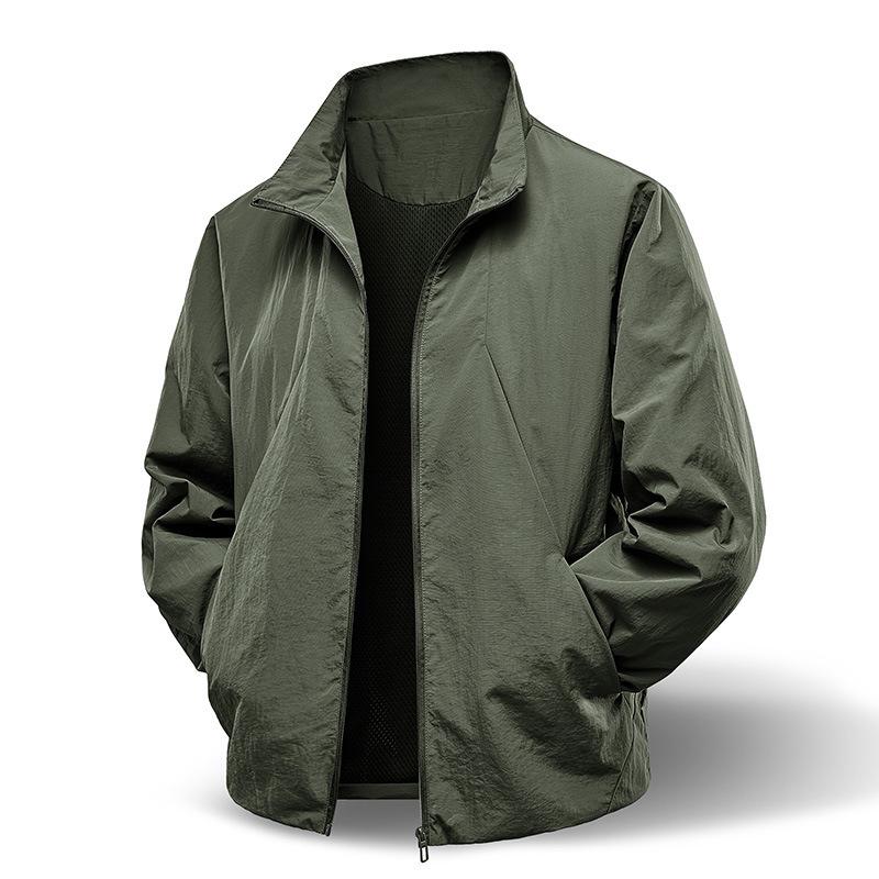 Men's 2025 Spring/Autumn Sports Windbreaker – Stand-up Collar, Handsome Outdoor Casual Jacket for Cycling and Running