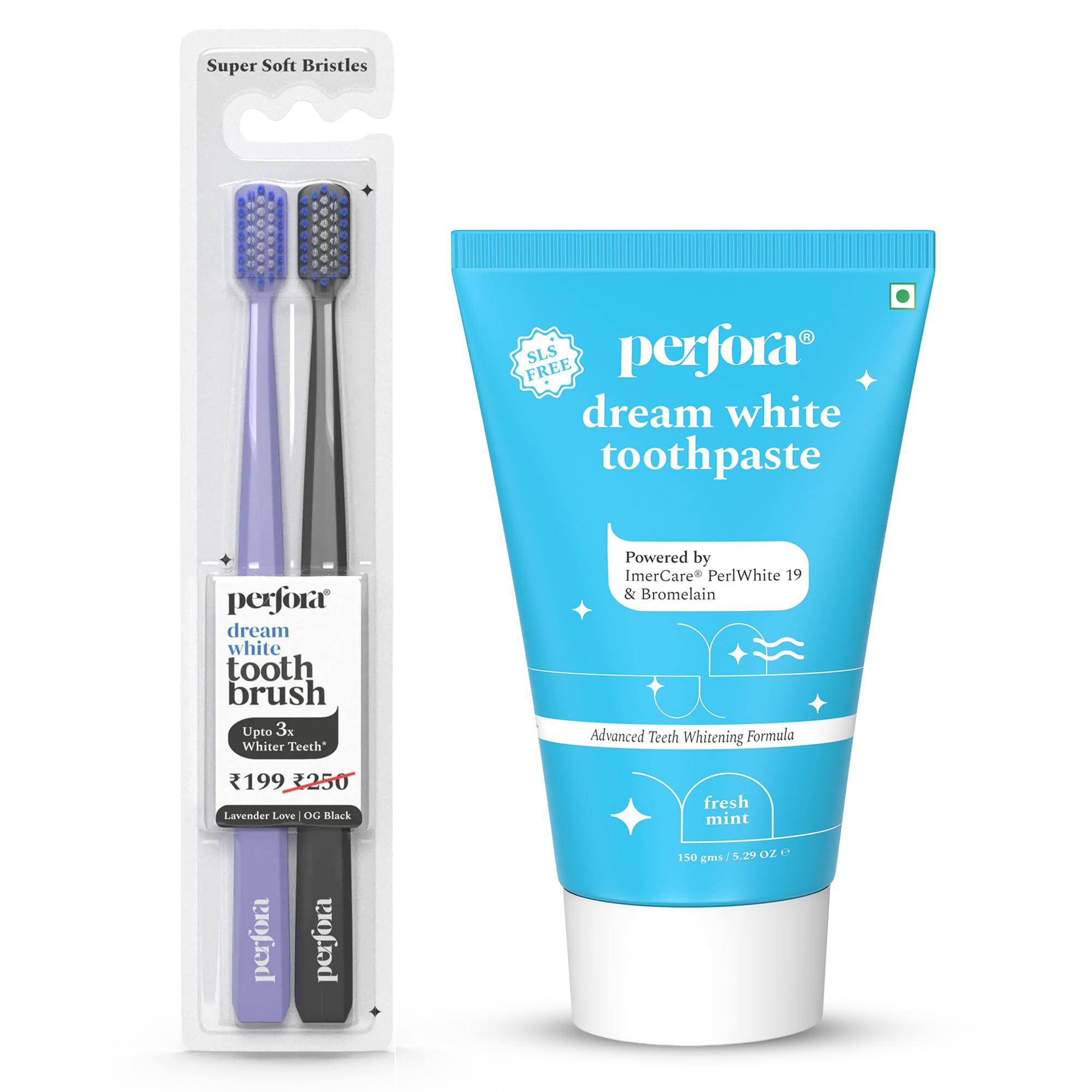 

Perfora Teeth Whitening Combo | Dream White Toothpaste 150gm & Manual Toothbrush Pack of 2 | Enamel-Safe Oral Care Formula | Whitening Teeth & Fr