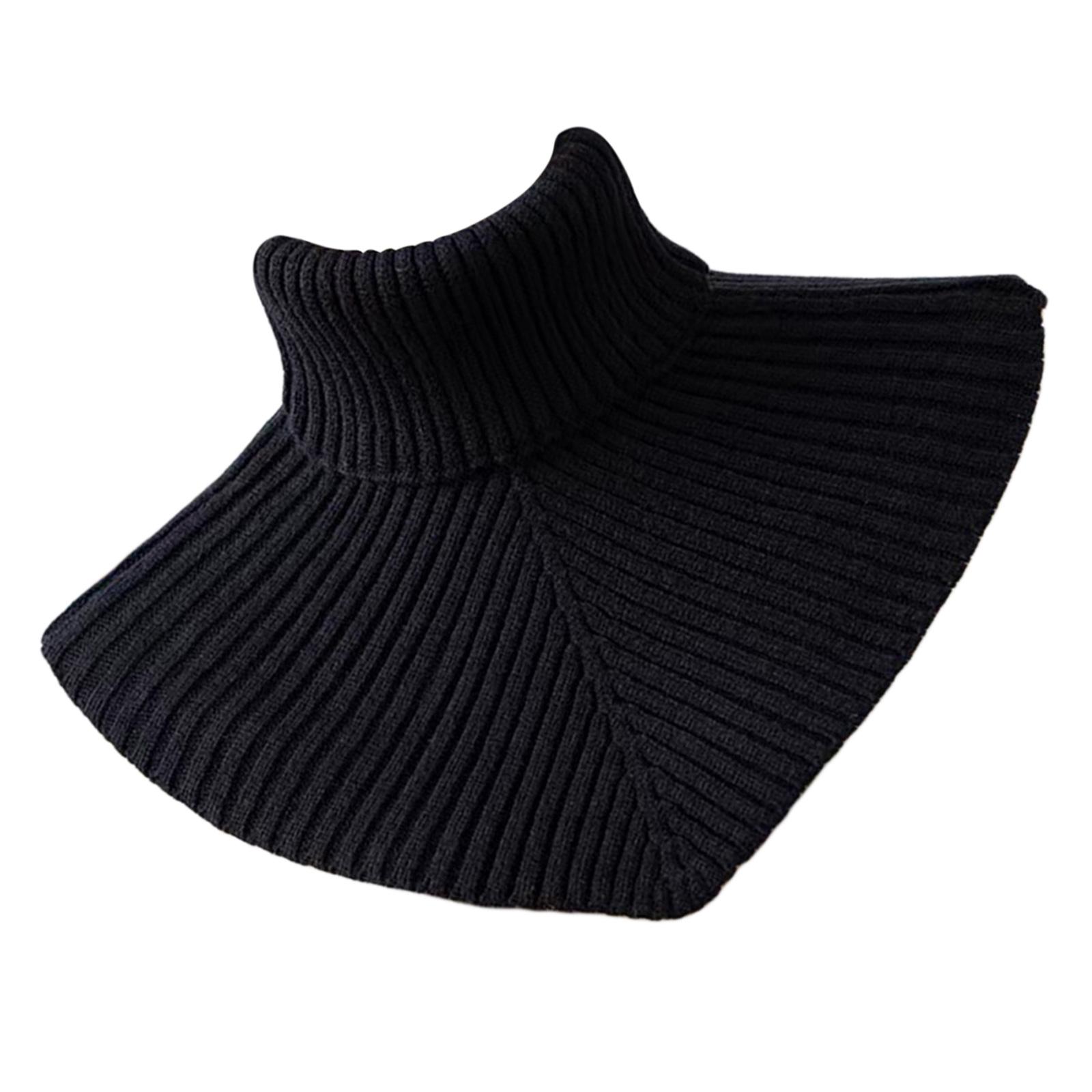 Neck Warmer Shawl Winter Infinities Scarf Womens Thick Ribbed Knitted Collar for Layered Fashion Look чёрный