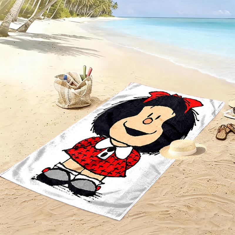 Mafalda Print Beach Towel, Large Soft Quick Dry Towel for Beach Camping Swimming