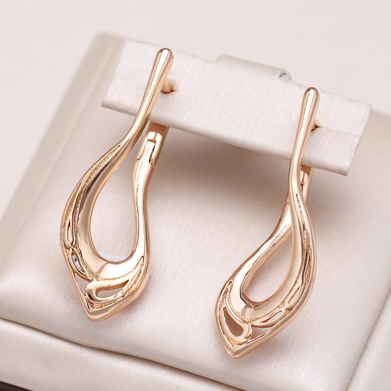 Fashion Glossy Dangle Earrings  Rose Gold Unique V Shape Earrings For Women High Quality Daily Fine Jewelry