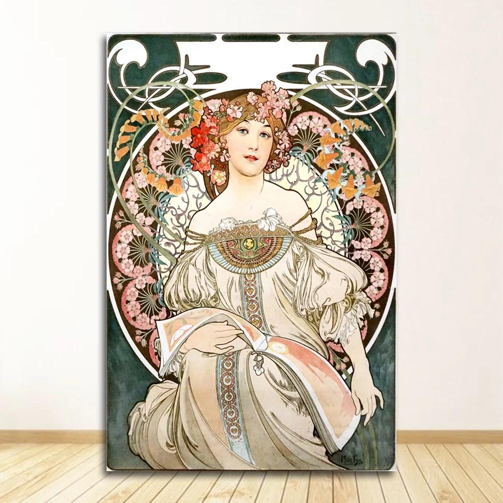 Vintage Alphonse Mucha Classic Artwork Nouveau Art Poster and Prints Canvas Painting Wall Art Pictures for Home Room Decor