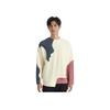 Li Ning Destruction Patchwork Color Block Round Neck Sweatshirt Unisex Sweatshirt Cloud-Apricot AWDR737-4