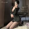 Xianyi Erotic Underwear Sexy Pure Desire Secretary Uniform Seduction Passion Free Striped Shirt Set Qqny548